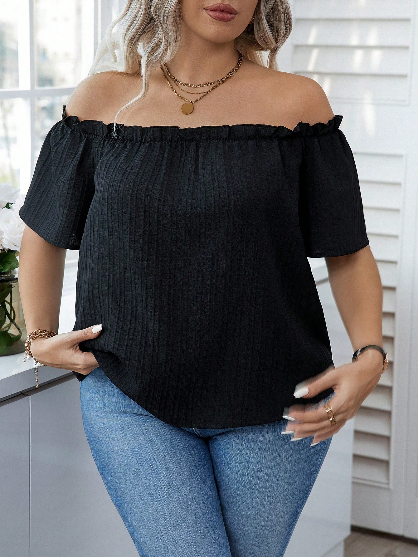 Women's Sexy Off-Shoulder Blac - огляд і ціна Blouse Off Shoulder