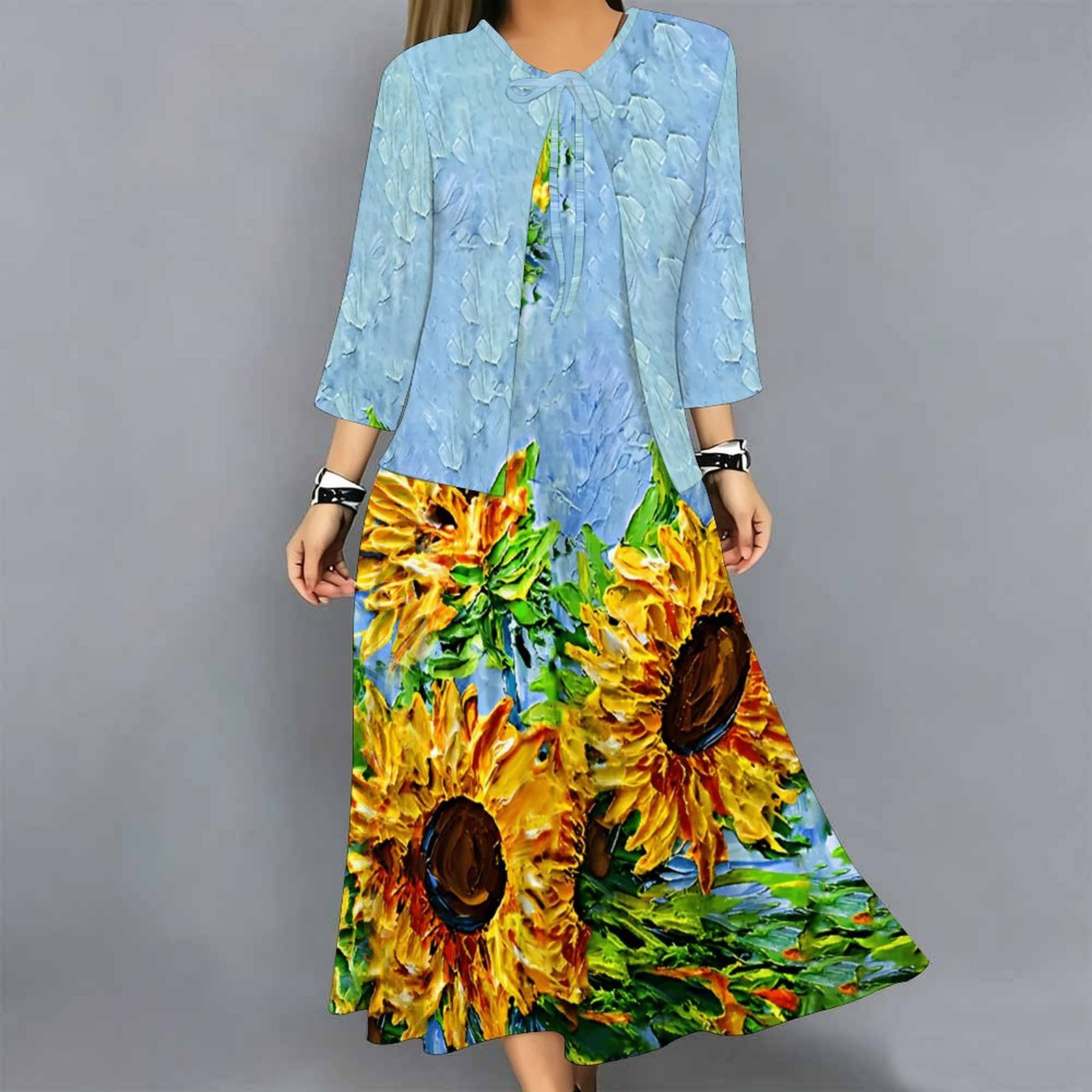 Women 2 Piece Dress Set Print  - огляд і ціна Midi Skirt Floral