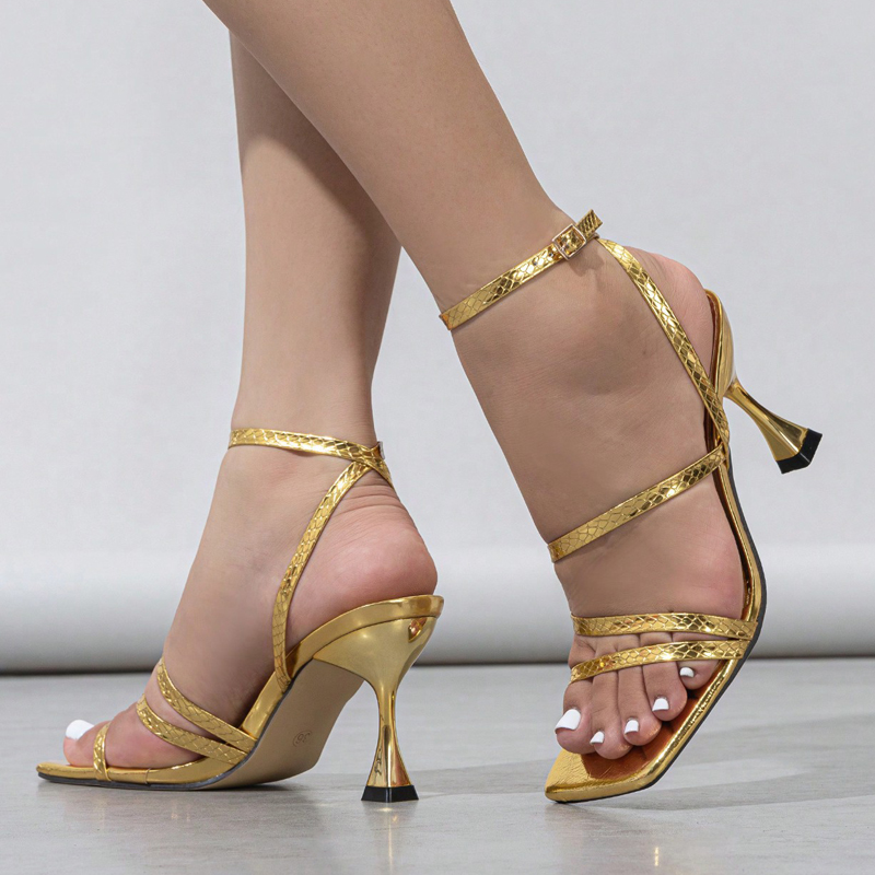Sexy Snake Print Leather Ankle - огляд і ціна Sandal Strappy Heeled