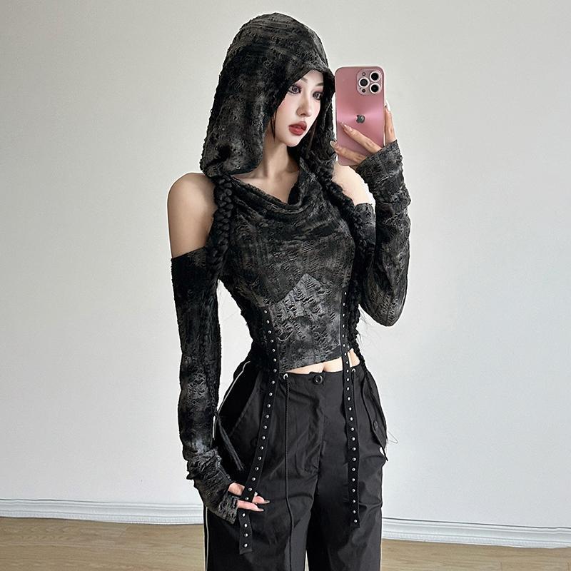 Off Shoulder Hoodie Long Sleev - огляд і ціна Blouse Off Shoulder