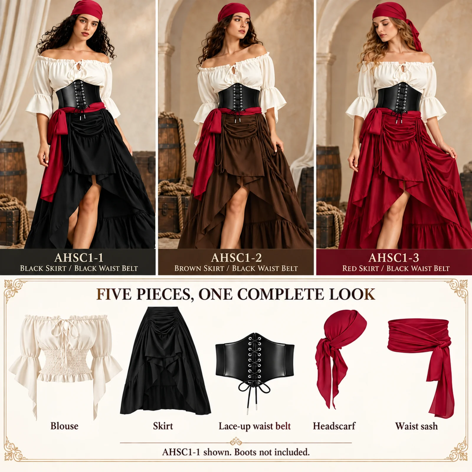 Women Pirate Costume Set Blous - огляд і ціна Blouse Off Shoulder
