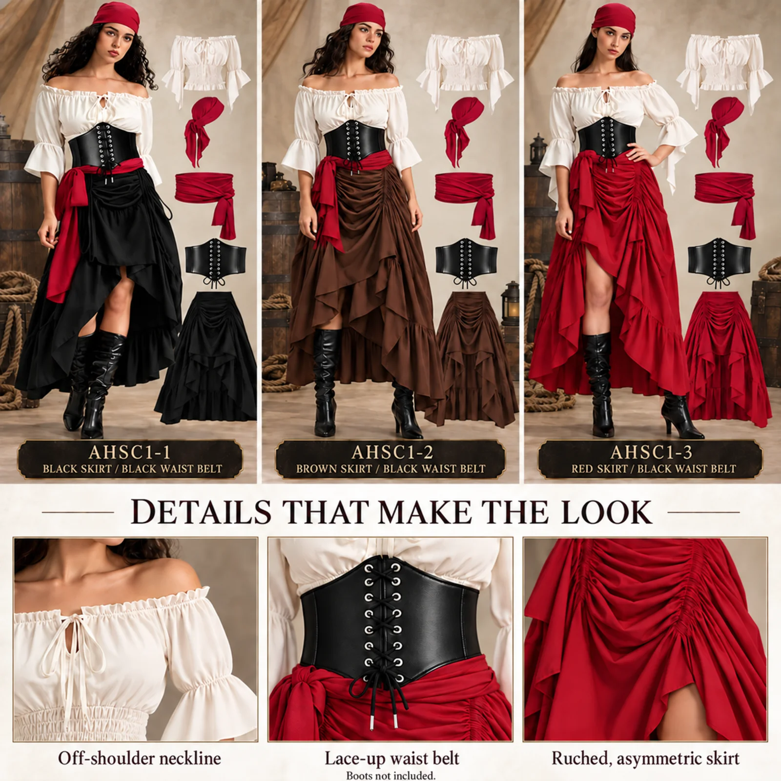 Women Pirate Costume Set Blous - огляд і ціна Blouse Off Shoulder